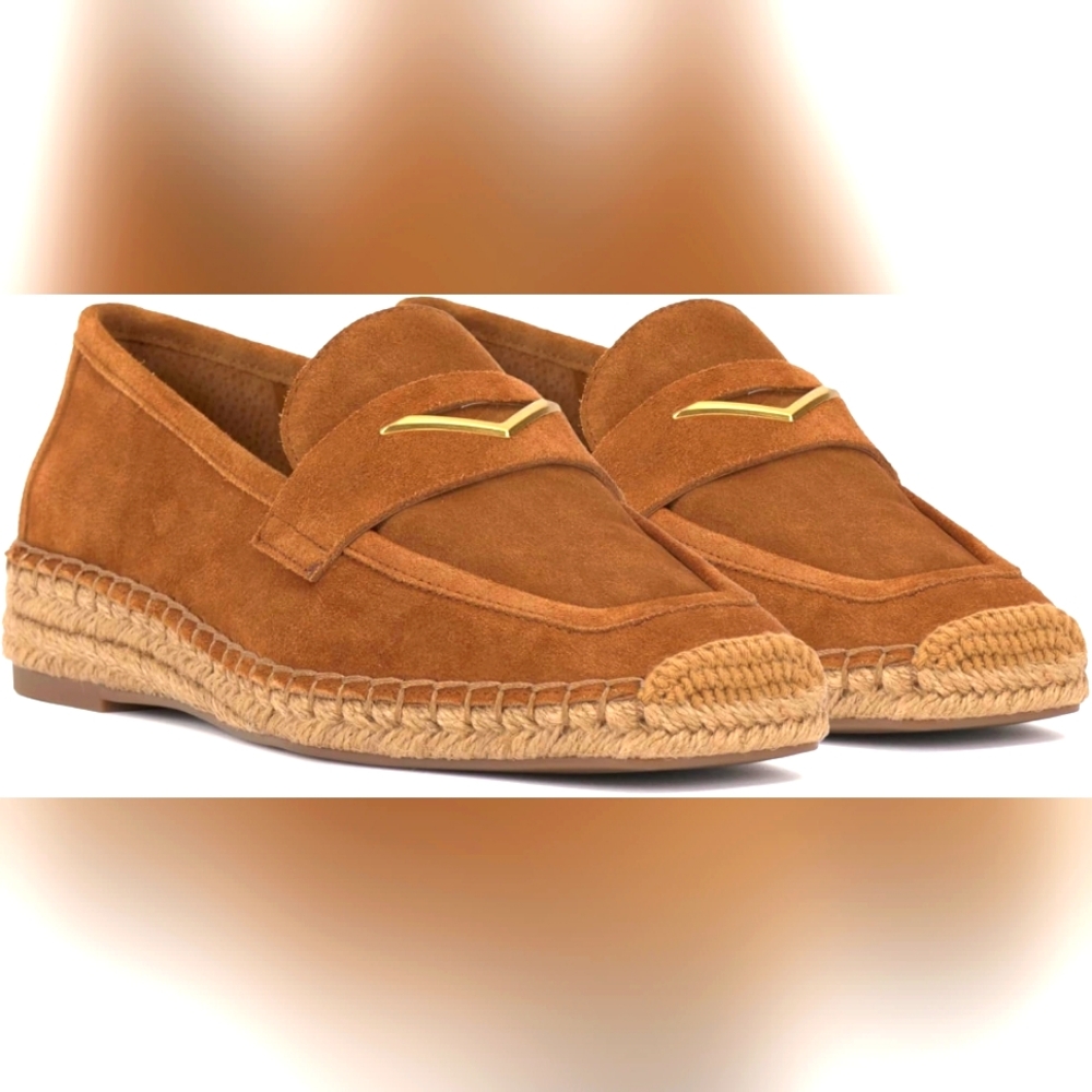 Vince Camuto Women's Suede Tailored Golden Walnut Loafer Espadrille Shoes Size 6 - Picture 3 of 10